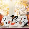 2026 Decorações de Mesa de Halloween Mais Vendidas Transfronteiriças Abóbora de Madeira Iluminada Fantasma Bruxa Decorações para Festa de Halloween