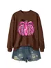Moletom Casual Moda Confortável Plus Size Feminino Laço Rosa Abóbora Comércio Exterior Amazon Atacado Transfronteiriço