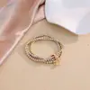 Pulsera de Hebilla de Herradura con Cuentas Doradas Apiladas para Mujer Diseño Ins Pulsera de Corazón Estrella Candado Tendencia Suministro Transfronterizo