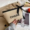 Bolsa de lona con letras personalizadas para guardar cosméticos, portátil, para viajes, con lazo, para teléfono móvil y fitness
