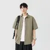 Camisa de Manga Curta de Seda de Gelo NASA Masculina Verão Estilo Fino 2026 Nova Solta Casual Camisa Jaqueta de Trabalho Meninos
