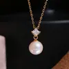 Acessórios DIY: Pingente de pérola em prata de lei S925 com um único diamante, design simples, pingente de zircônia cúbica quadrado, 7-12mm