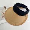 Nuevo Sombrero de Sol de Paja para Playa para Mujer, Transpirable, de Ala Ancha, con Encaje, Hueco, Protección Solar para Verano