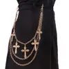 Joyería transfronteriza europea y americana, colgante cruzado multicapa retro, cadena para la cintura, pantalones, accesorios de metal, dulce, genial, chica sexy, al por mayor