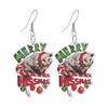 Diseño europeo y americano Navidad doble cara Papá Noel pequeño dinosaurio hueso muñeco animal lindo dulce acrílico pendientes
