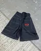 Shorts Jeans de Verão Y2K Harajuku Hip Hop Bordado de Letras Retro Solto Gótico Jeans Shorts Masculino Atacado