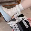Calcetines de Primavera y Verano Youjiaxiu para Mujer, Calcetines Apilables Estilo Ins con Lazo de Encaje en el Talón, Calcetines Transpirables de Media Pantorrilla para Mujer