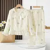 Pijama de Algodón Nube para Niñas Conjunto de Manga Larga Primavera y Otoño Estilo Princesa Cuello de Muñeca Ropa de Casa para Estudiante de Secundaria