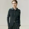 Baicaierong Outono/Inverno 2026 Suéter Feminino de Caxemira Cardigan com Zíper Design Versátil Tricô de Lã