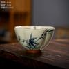 Tazón de tres tapas pintado a mano Geyao, taza para tostadas flotante, color azul y verde bajo vidriado, juego de té kung fu, se puede levantar, se puede abrir para hacer taza de té