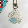 Llavero acrílico Sanrio colgante de pareja de dibujos animados serie Pacha dog llavero lindo colgante de mochila