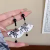 Novos Brincos Longos em Forma de Leque com Franjas e Contas Estilo Chinês Antigo Acessórios Estilo Chinês Dinastia Han Brincos Versáteis Retrô