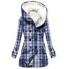 Estilo europeu e americano cross-border venda quente 2023 novo trench coat feminino inverno engrossado 3D xadrez impresso casaco com capuz atacado