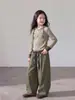 Conjunto de Otoño de Moda para Niñas Mayores 2026 Nuevo Estilo Sudadera-Chamarra de Punto con Capucha para Niñas y Pantalones de Pierna Ancha Estilo Coreano para Niños