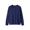 Cárdigan de punto ligero de cuello redondo y manga larga para mujer, 100% lana peinada de alta cuenta, anti-pilling ultra fino, nueva colección otoño/invierno 2026