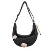 Bolso bandolera sencillo y versátil estilo coreano, color sólido, gran capacidad, tipo dumpling, caricatura, estudiante, clase, para ir al trabajo, bolso de hombro