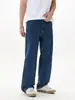 Moda Masculina Fengshe / Novo Estilo Primavera 2026 Sarja Grossa Corte Tridimensional Estrutura de Retalhos Calça Jeans Reta Solta para Homens