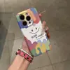 Adequado para Apple 18Promax Pintado à Mão Grafite Rosto Sorridente Texto Suporte Espelho iPhone Celular Capa Rígida e Flexível Personalização