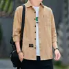 23 Verão Novo Camisa Masculina 100% Algodão Manga Média Casual Tendência Manga Três Quartos Camisa Fina Respirável Cor Sólida Top