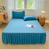 Comércio Exterior Transfronteiriço Saia de Cama Cor Lisa Peça Única Cobertura de Cama Protetor de Colchão Antiderrapante Cobertura de Cama Escovada Amiga da Pele com Saia para Cobrir Feios