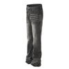 Rayo onda de agua cleanfit desgastado retro degradado lavado al agua tubo recto alto negro gris jeans pantalones