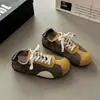 Zapatillas Deportivas Casuales Alemanas Feas Lindas para Mujer 2026 Otoño/Invierno Bloque de Color con Cordones Suela Gruesa Zapatillas Deportivas Casuales Gamuza Punta Redonda Zapatos de Tabla