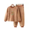 Pijama Infantil Otoño e Invierno Niños Cálido Terciopelo Coral Ropa de Casa Conjunto Nuevo Franela Engrosado Conjunto de Dos Piezas