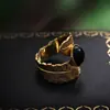 Anillo Retro Artístico de Pluma Francesa Joyería Fina para Mujer Anillo de Agata con Personalidad y Temperamento