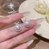 Pendientes Exquisitos de Plata S925 con Aguja de Plata, Circonita y Perla, Estilo Nicho Versátil y Sencillo, Pendientes de Lujo Ligero de Alta Gama para Mujer