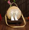 Guofeng Bolso Bordado Hecho a Mano DIY Nuevo Estilo Chino Joker Bolso Redondo Pequeño Bolsa de Material Bolso Cruzado Bolso de Hombro Único para Mujeres
