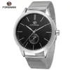 Relógio Mecânico Automático Forsining para Homens, Moda Casual, Simples, Pulseira de Malha Tecida, Relógio Mecânico, Atacado, Outros