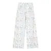 Pantalones de Pescado Fragante de Abuela para Mujer Blancos con Estampado de Dibujos Animados Pierna Recta Pierna Ancha Pantalones de Mujer 2025 Chica Caliente Sueltos Casuales