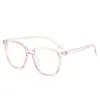 Gafas de moda anti luz azul sin receta con opciones de graduación, Gafas con montura negra lisa para mujer, Gafas de graduación de montura grande estilo coreano