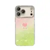 Funda Rosa Guayaba en Forma de Corazón Adecuada para Funda de Teléfono Apple 17 Pro Max iPhone 15 Verano Degradado 16 con Pulsera 14