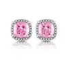 Venta en vivo flash color transparente tesoro flor de hielo tallado bolsa cuadrada princesa aretes moda transfronteriza europea y americana aretes de diamante de alto carbono