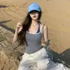 Camisola Falsa de Dos Piezas con Cuello Halter para Mujer, Verano Nuevo, Estilo Niche, Ajustada, Ropa Interior, Estilo Pura Pasión, Top Exterior de Moda