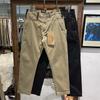 Calça Casual Masculina Estilo Americano de Primavera, Calça Longa Reta Solta, Elástica, Respirável, Bolsos com Zíper, Calça Cargo com Cintura Elástica