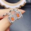 Venta al por mayor de fábrica Populares Pendientes de Ópalo de Fuego Natural Plata S925 Incrustado Piedra Principal 4*6 Joyería de Lujo Venta Directa de Fábrica