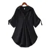 Camisa de Gasa de Manga Corta de Largo Medio para Mujer 2023 Verano Nuevo Talla Grande Holgada Cintura Adelgazante Look Top de Gasa para Mujer Trendy