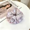 Elástico de cabelo scrunchie vintage versátil e oversized para adultos, scrunchie floral elegante para rabo de cavalo