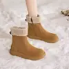Botas de Nieve de Suela Plana para Mujer 2026 Invierno Nuevas Punta Redonda Moda Versátil Aterciopelado Engrosado Cálidas Suela Gruesa Botas de Algodón para Mujer