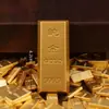 Barras de ouro de imitação, tijolos de ouro, amostras de investimento, adereços, itens decorativos, tijolos de ouro de metal maciço, barras de ouro, tijolos de ouro atacado