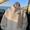 Sudadera con Capucha Suelta Talla Grande Otoño 2025 Más Terciopelo Marca de Tendencia Americana Peso Pesado Suéter de Manga Larga Top con Letra