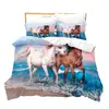 Ropa de cama estampada de animales caballo 3D de tres piezas transfronteriza Amazon Europa y Estados Unidos comercio exterior venta caliente a mapa