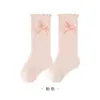 Calcetines para Niños, Calcetines Largos, Calcetines para Bebés Niñas, Calcetines hasta la Pantorrilla con Lazo Estilo Coreano, Calcetines Cómodos de Algodón Estilo Princesa, Primavera y Verano