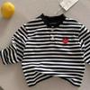 Camiseta de Manga Larga para Niños 2025 Primavera y Otoño Ropa para Niños Corazón de Niños Marca de Moda Bebé Niños Camisetas de Rayas para Niños Mayores