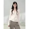 Camiseta Henley de Manga Larga Blanca Yinhe para Mujer, Nueva Cubierta Protectora Solar Otoño 2026, Top de Capa Base