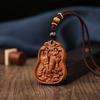 Colar de guardião de madeira de pêssego, pingente de buda ardente do zodíaco dos doze, corrente de suéter dos oito guardiões, colar de bodhisattva ardente