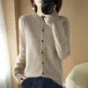 Suéter fino de tricô feminino customizado de fábrica, gola redonda, cor sólida, pulôver, top curto estiloso, cardigã de outono para mulheres