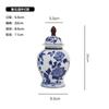 Jingdezhen Cerámica Azul y Flores Pintada a Mano Tarro con Carácter Feliz Caja de Joyería Tarro de Almacenamiento de Té Adornos Exquisitos Clásicos para el Hogar Sala de Estar